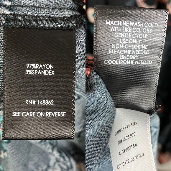 Torrid Midi Challis Skater Paisley V-neck Long Sleeve Black Dress sz 0 / L / 12 - Picture 10 of 10